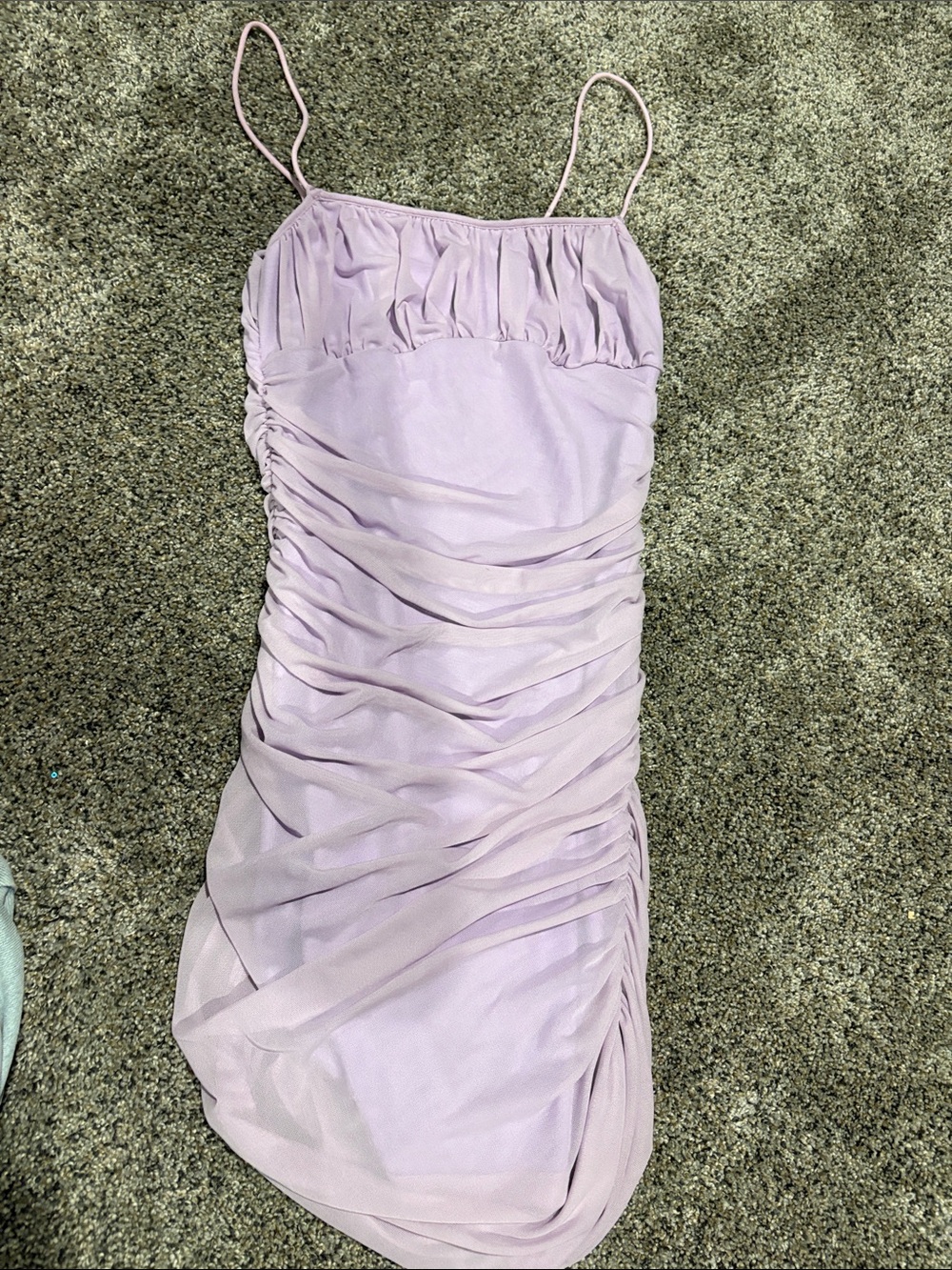 SHEIN Lilac Ruched Spaghetti Strap Mini Dress